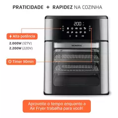 Fritadeira Air Fryer Forno Oven 12L, Mondial, 2200W - AFON-12L-BI