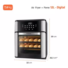 Fritadeira Air Fryer Forno Oven 12L, Mondial, 2200W - AFON-12L-BI