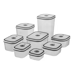 Kit Potes Plásticos Transparente com Tampa Branca 8 Unidades Electrolux