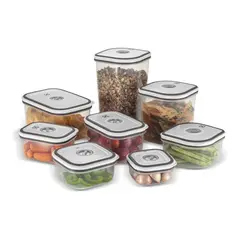 Kit Potes Plásticos Transparente com Tampa Branca 8 Unidades Electrolux