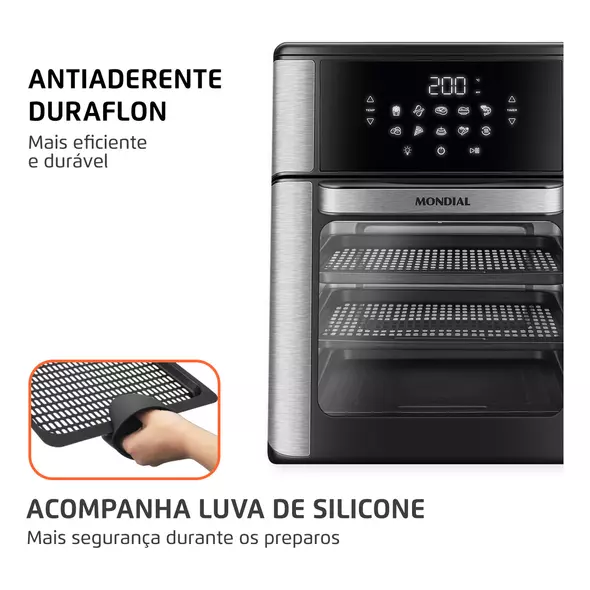 Fritadeira Air Fryer Forno Oven 12L, Mondial, 2200W - AFON-12L-BI